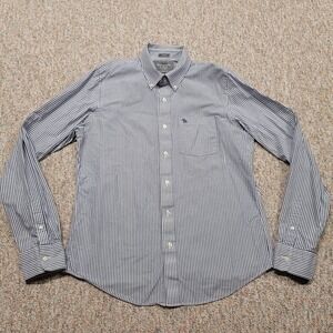 Abercrombie & Fitch Shirt Mens 2XL Blue Striped Button Down Long Sleeve Muscle